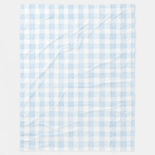 Light Blue White Plaid Stripes Fleece Blanket