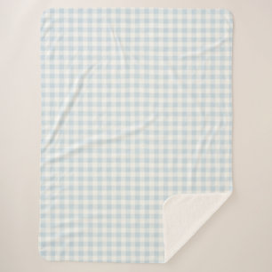Light Blue White Plaid Stripes Sherpa Blanket