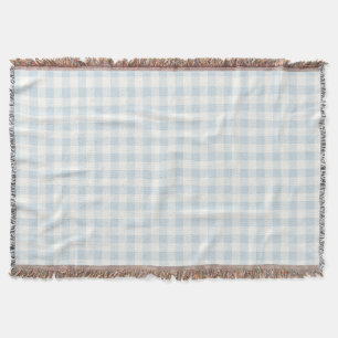 Light Blue White Plaid Stripes Throw Blanket