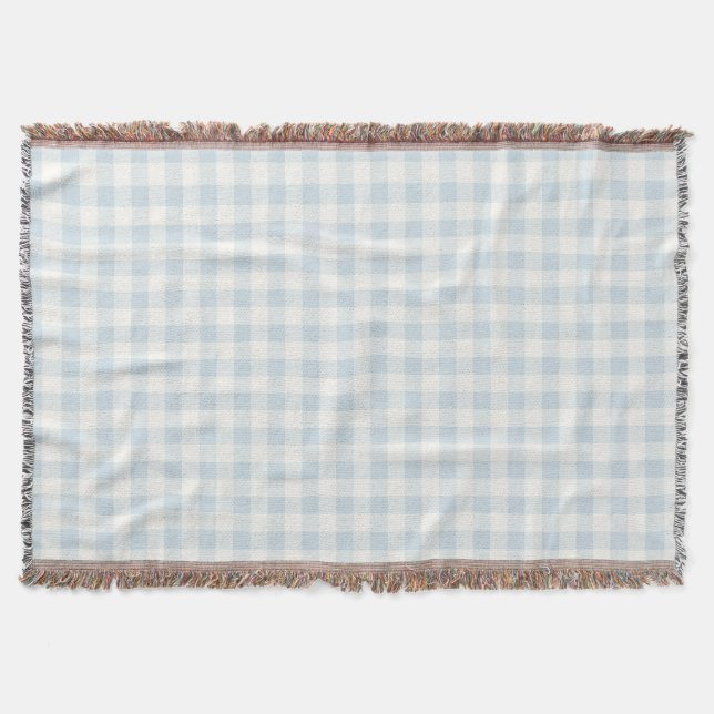 Light Blue White Plaid Stripes   Throw Blanket (Front)