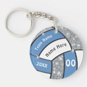 Light Blue, White, Silver, Volleyball Keychains