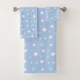 Light Blue & White Stars Bath Towel Set