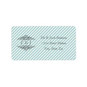 Light Blue White Striped Flourish - Address Labels