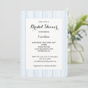 Light Blue White Stripes Bridal Shower Invitation