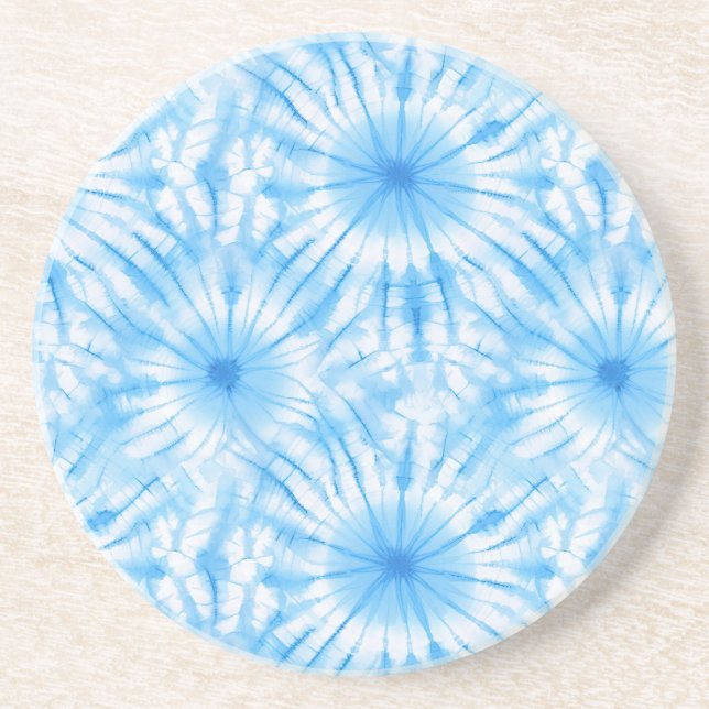 Light Blue White Tie Dye Coaster (Front)