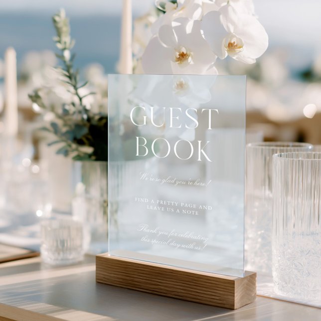 Light Blue & White Wedding Guest Book Acrylic Sign (Light Blue & White Wedding Guest Book Acrylic Sign)