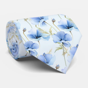 Light Blue Wildflowers Neck Tie