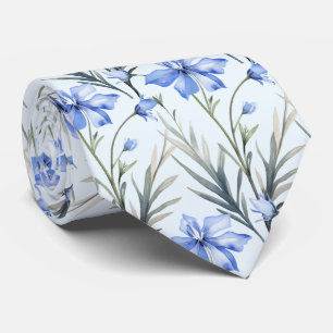 Light Blue Wildflowers Neck Tie