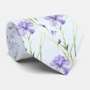 Light Blue Wildflowers Neck Tie