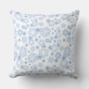 Light Blue Winter Snowflake Pattern Cushion