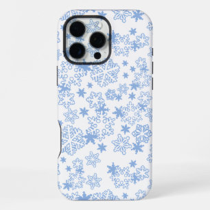 Light Blue Winter Snowflake Pattern iPhone 16 Pro Max Case