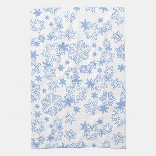 Light Blue Winter Snowflake Pattern Tea Towel