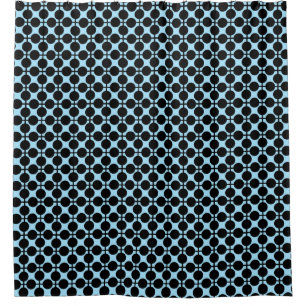 Light blue with black geometric shower curtain