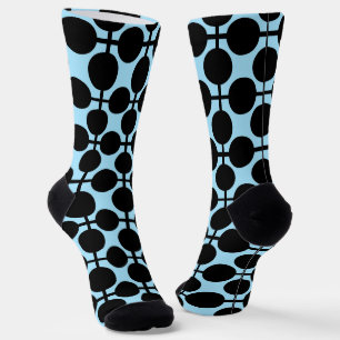 Light blue with black geometric socks