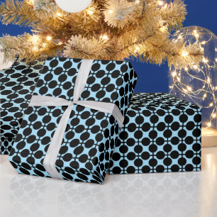 Light blue with black geometric wrapping paper