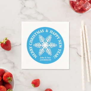 Light Blue With Snowflake Personalised Christmas Napkin