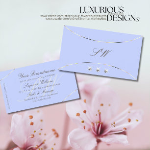 Light Blue with White Gold and Jewels & Monogram Business Card
