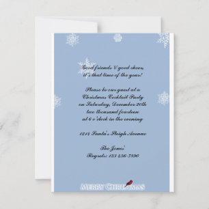 Light Blue with White Snowflakes and Red Cardinal Invitation