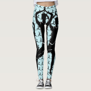 Light Blue Work It Yoga Pose Silhouette Leggings