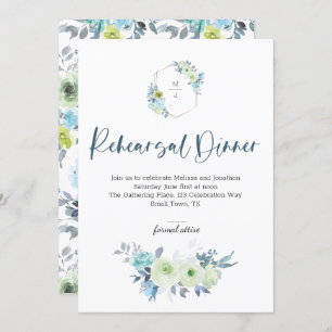 Light Blue Yellow Green Floral Rehearsal Dinner
