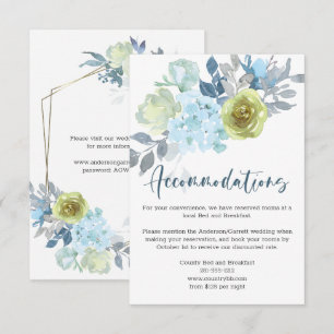 Light Blue Yellow Green Floral Wedding Enclosure Card