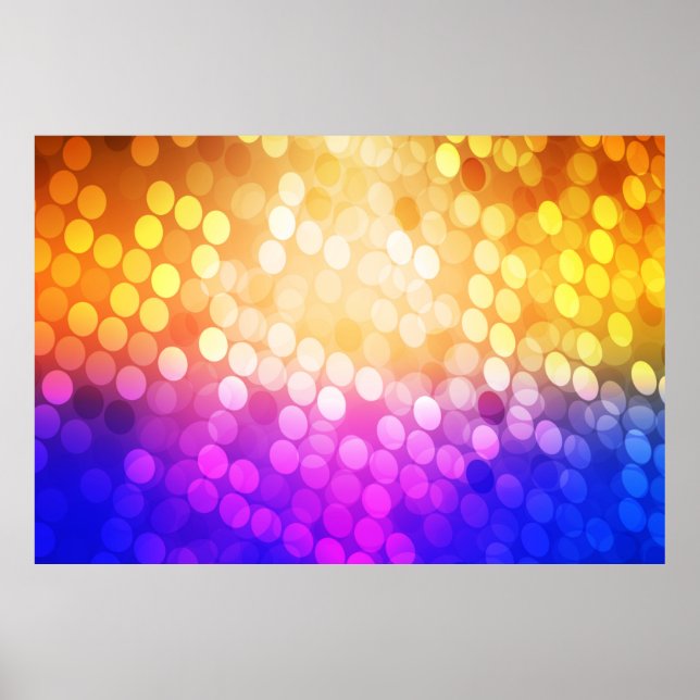Light Blue, Yellow pattern with spheres. Blurred b Poster (Front)