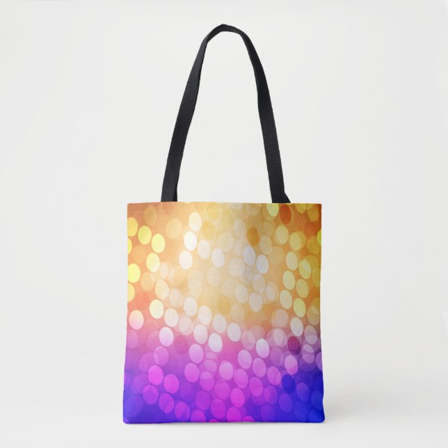 Light Blue, Yellow pattern with spheres. Blurred b Tote Bag (Front)