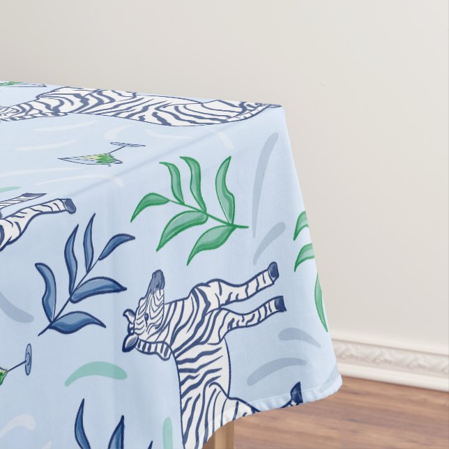 Light Blue Zebra Martini / Preppy Cocktail Party  Tablecloth (In Situ)