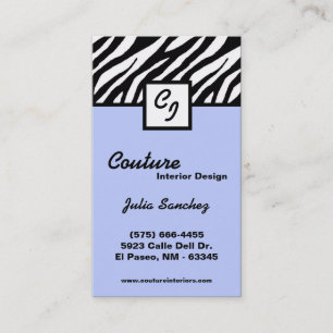 Light Blue Zebra Print Personalise Business Card
