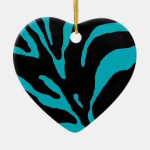 Light Blue Zebra Stripe Animal Print Ceramic Ornament