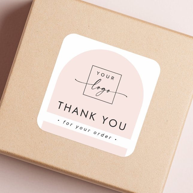 Light blush pink arch business thank you square sticker (Light blush pink arch business thank you square sticker)