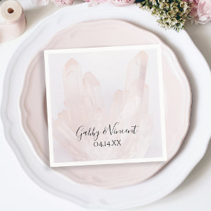 Light Blush Pink Crystals Wedding Napkin