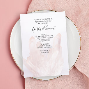 Light Blush Pink Crystals Wedding Rehearsal Dinner Invitation