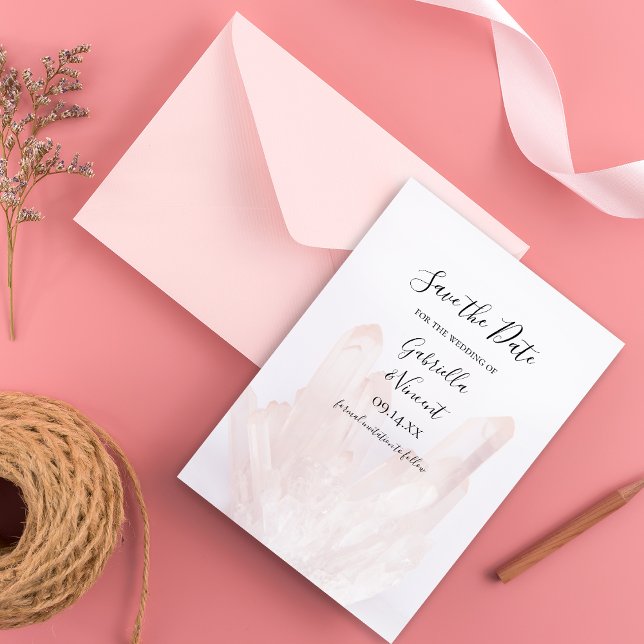 Light Blush Pink Crystals Wedding Save the Date (Creator Uploaded)