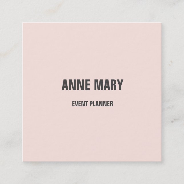 Light Blush Pink Grey Modern Bold Bright Classy Square Business Card (Front)