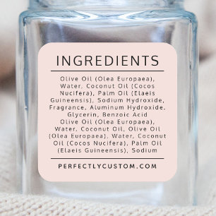 Light blush pink ingredient list product label