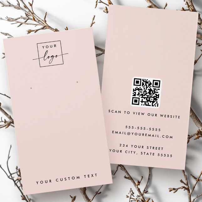 Light blush pink logo QR earring display card (Light blush pink logo QR earring display card)