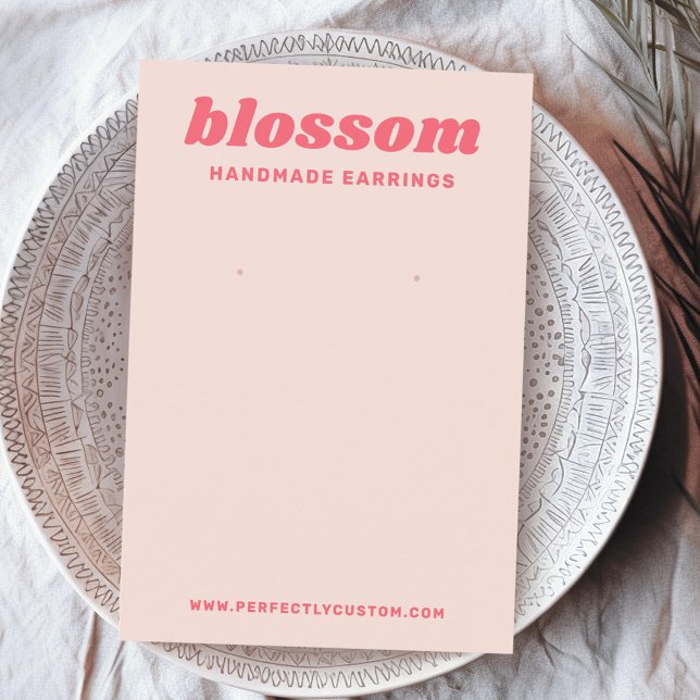 Light blush pink retro font logo pink earring card (Light blush pink retro font logo pink earring card)