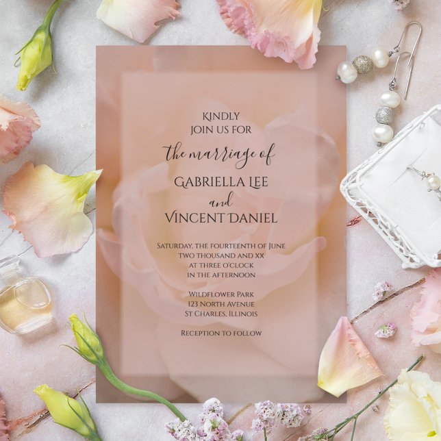 Light Blush Pink Rose Floral Wedding Invitation (Creator Uploaded)