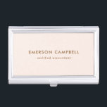 Light blush pink trendy modern personalised name business card holder<br><div class="desc">Elegant business card holder featuring your name and title on a light blush pink background.</div>