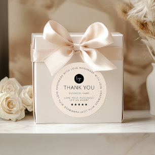 Light Boho Custom Thank You Sticker With Logo