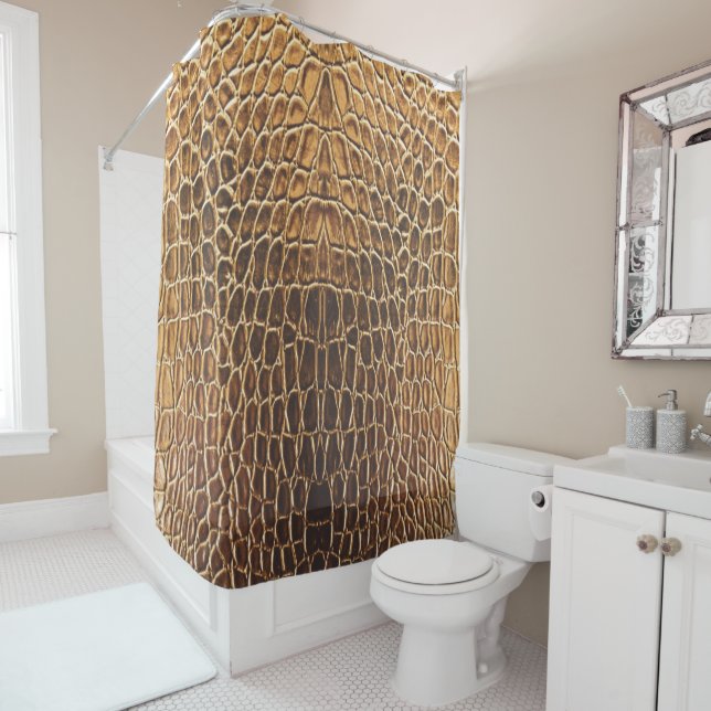 Light Brown Alligator Skin Print Shower Curtain (In Situ)