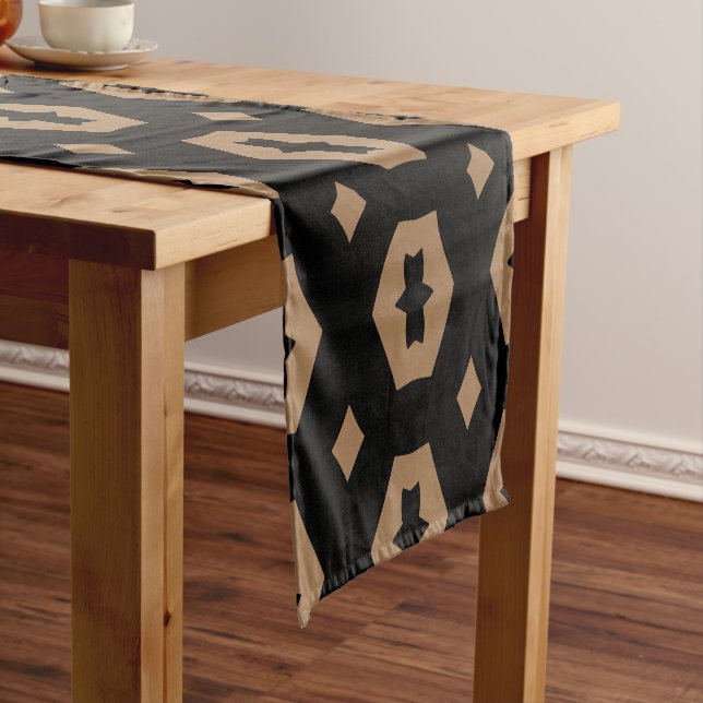 Light Brown and Black: Geometriana 1 Short Table Runner (In Situ)
