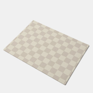Light Brown and Off White Chequerboard Doormat