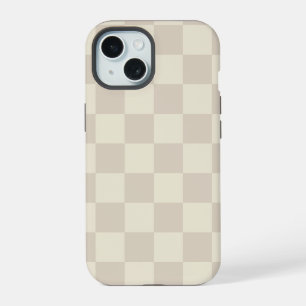 Light Brown and Off White Chequerboard iPhone 15 Case