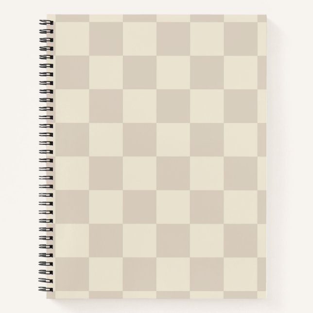 Light Brown and Off White Chequerboard Notebook (Front)