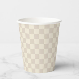 Light Brown and Off White Chequerboard Paper Cups