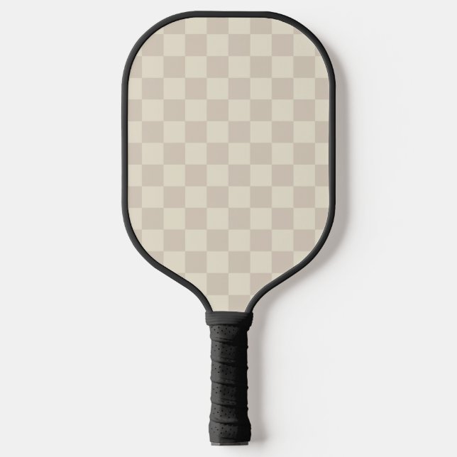 Light Brown and Off White Chequerboard Pickleball Paddle (Front)