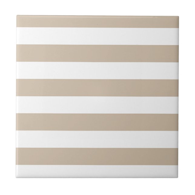 Light Brown and White Stripes Ceramic Tile (Front)