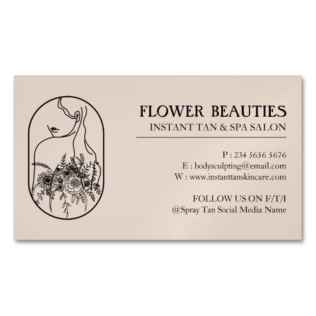 Light Brown Beauty Hair Feminine Woman Tan Magnetic Business Card (Front)